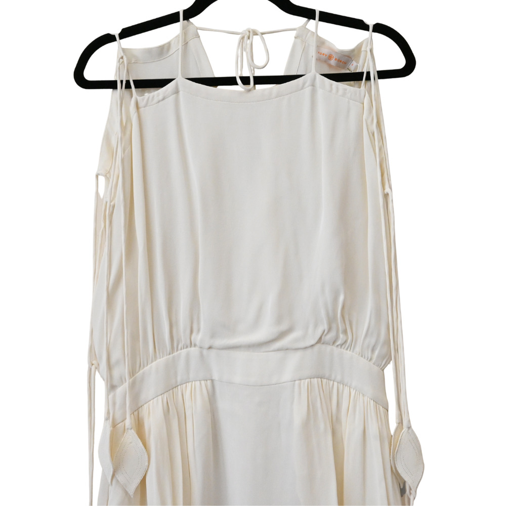 TORY BURCH Evalene New Ivory Sleeveless Tie-Shoulder Maxi Dress Size 8 - Picture 5 of 13